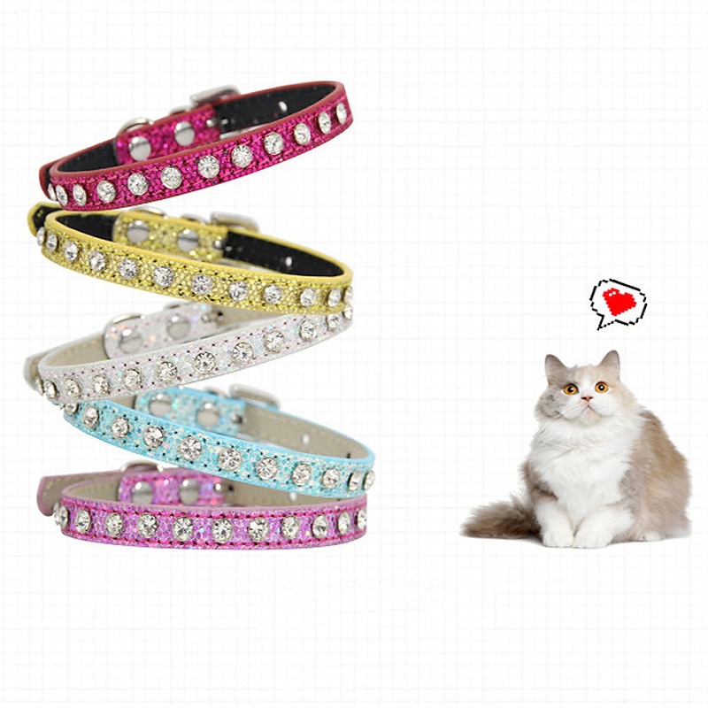 New Cat Collar Sparkling Diamond Small Dog Neck Ring Princess Style Fashion Pet Collar Adjustable2
