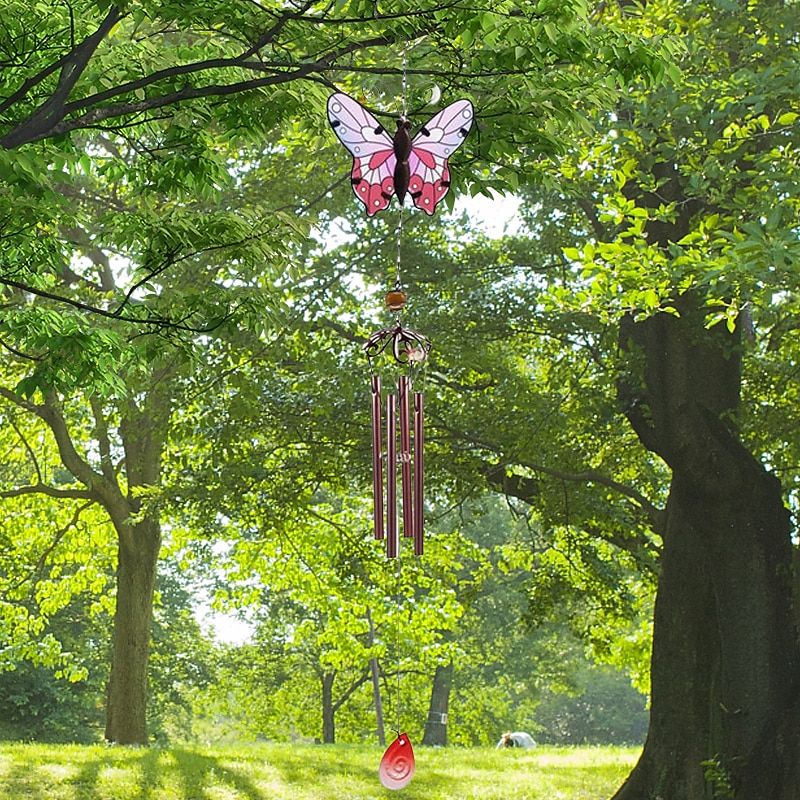 1pc Butterfly Wind Chimes Indoor Outdoor Metal Glass Music Wind Chimes, Mobile Romantic Chimes For Garden, Patio, Yard, Backyard Or Festival Decor/Best Mothers And Women Gifts3