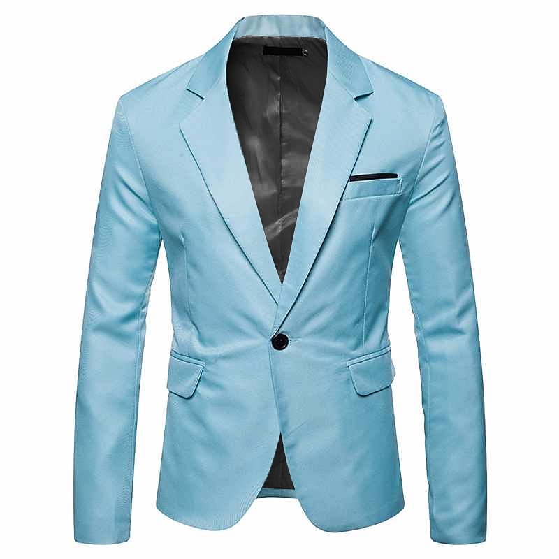 Men's Jacket Blazer Wedding Business Breathable Pocket Fall Solid Color Business Elegant Turndown Regular Cotton Regular Fit Dark Grey Black White Red Navy Blue Jacket3