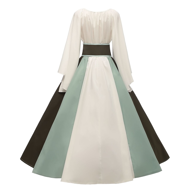 Retro Vintage Medieval Renaissance Dress Chemise OverDress Lady Viking Elven Color Block Fancy Dress Women's Celtic Fantasy Carnival Masquerade Party Casual Daily Adults' Dress4
