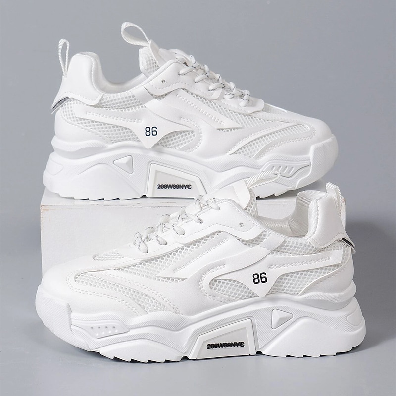 Women's Pink Chunky Mesh Sneakers - Trendy Athletic Casual Shoes for Walking and Running4