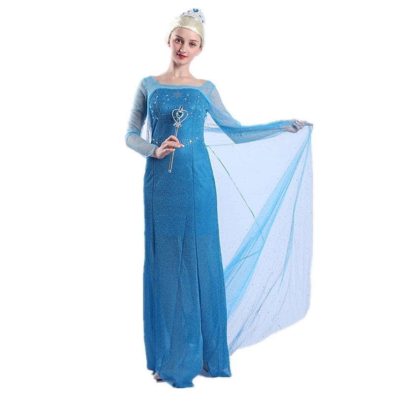Frozen Princess Elsa Dress Cosplay Costume Flower Girl Dress A-Line Slip Pattern Dress Movie Cosplay for Women's Adults' Masquerade Bachelorette Party3