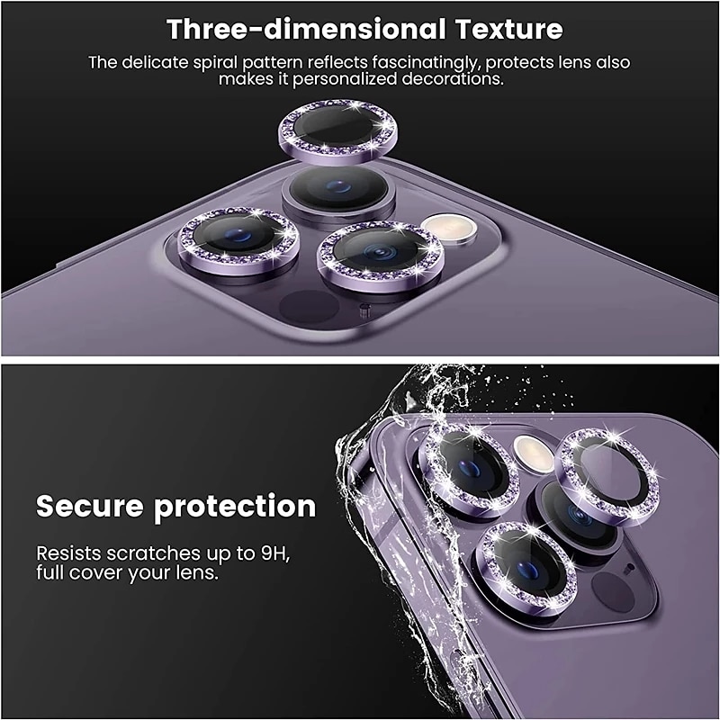 1 Set Camera Lens Protector For Apple iPhone 16 iPhone 15 Pro Max Plus iPhone 14 13 12 11 Pro Max Mini SE X XR XS Max 8 7 Plus Tempered Glass 9H Hardness Anti-Fingerprint High Definition Diamond3