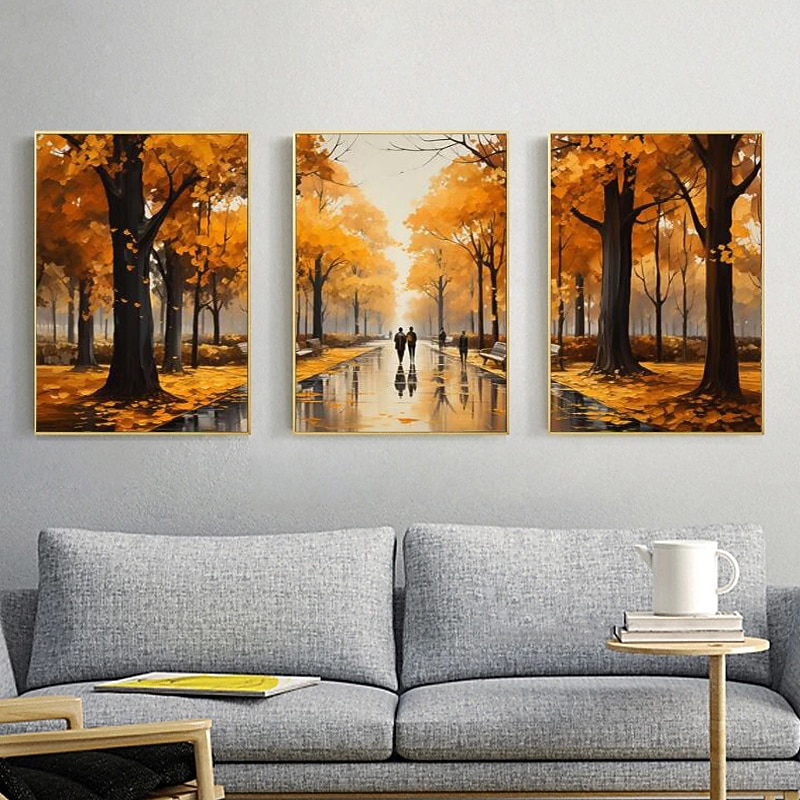 Oil Painting Of Autumn Scene On Canvas Handmade Fall Artwork Improvisation Of Nature Handpainted Fall Landscape Abstract Modern Rolled Canvas (No Frame)2