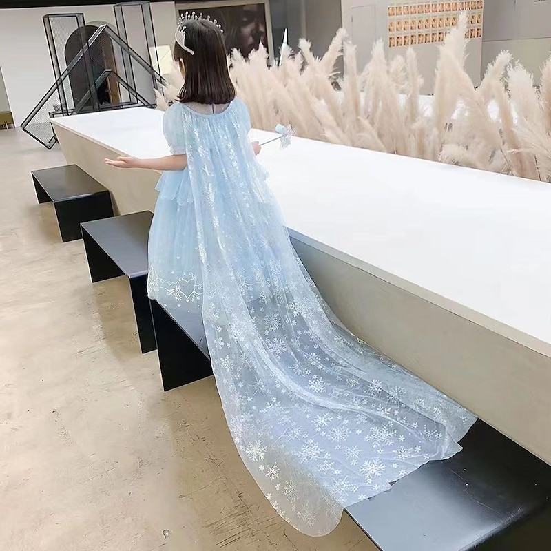 Frozen Princess Elsa Dress Cloak Flower Girl Dress Cosplay Costume Party Movie Cosplay for Girls' Kid's Children's Day Masquerade Wedding Wedding Guest4