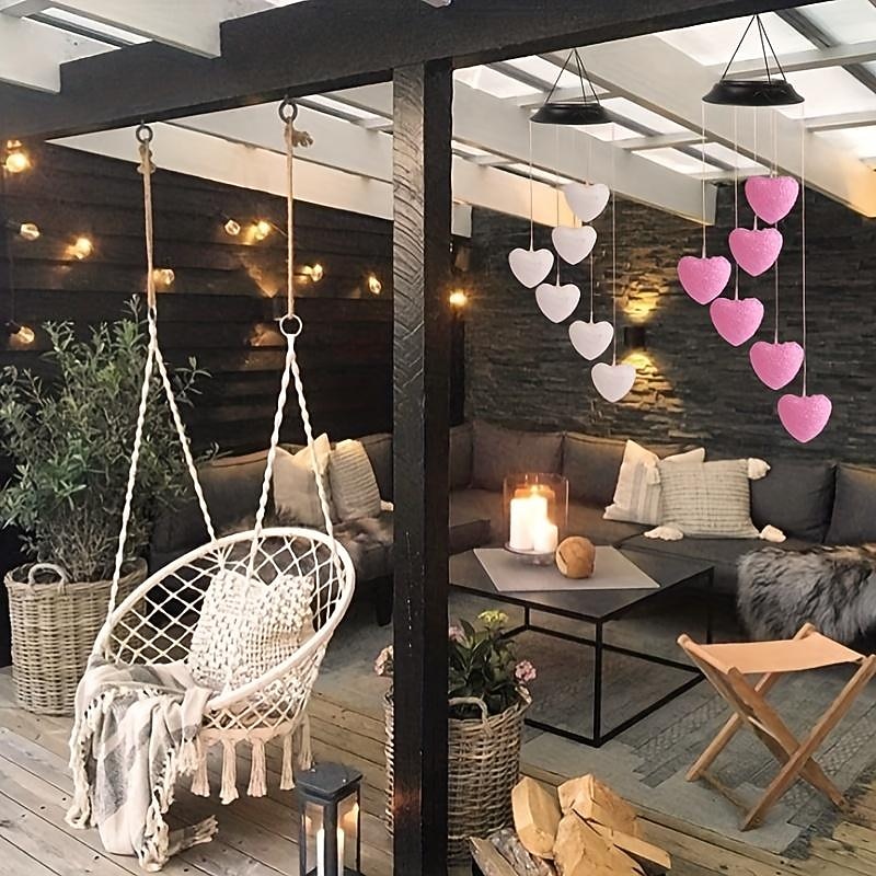 Solar Wind Chime Love Heart Lamp Outdoor Lights for Color Changing for Outdoor Balcony Garden Path Living Room Bedroom Chandelier Decoration2