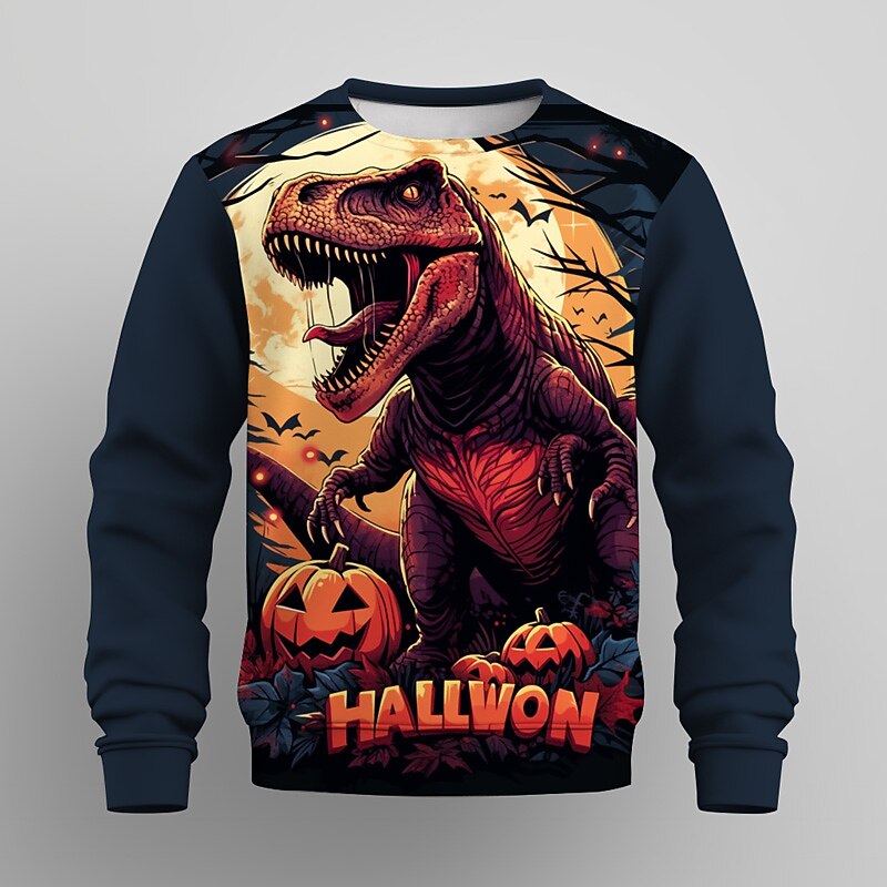Boys 3D Animal Pumpkin Dinosaur Sweatshirt Long Sleeve 3D Print Summer Fall Fashion Streetwear Cool Kids 3-12 Years Outdoor Halloween Casual Regular Fit2