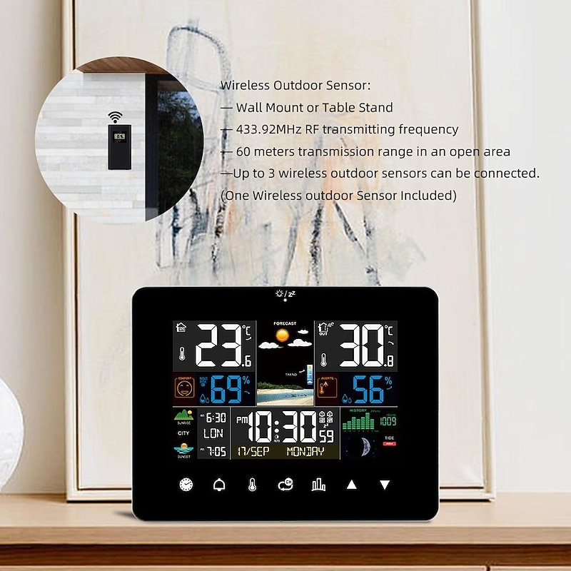Digital Screen Alarm Clock Weather Station Temperature Sensor With Electronic Thermometer Weather Barometer Forecast Sensor2