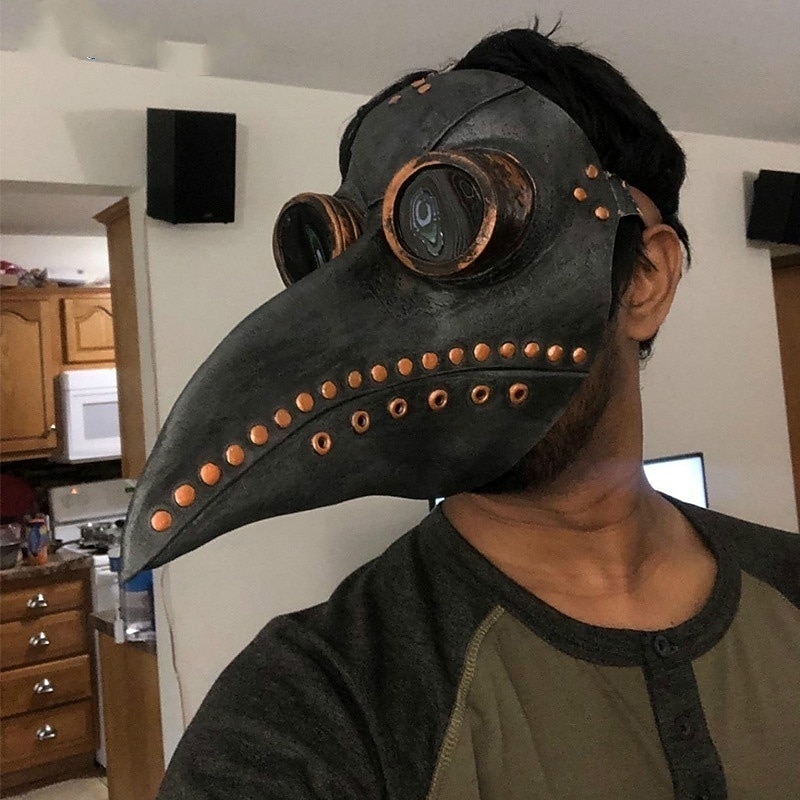 Halloween Steampunk Plague Doctor Bird Beak Mask,Long Nose Bird Beak Crow Mask,Cosplay Steam Costume Props Accessories4