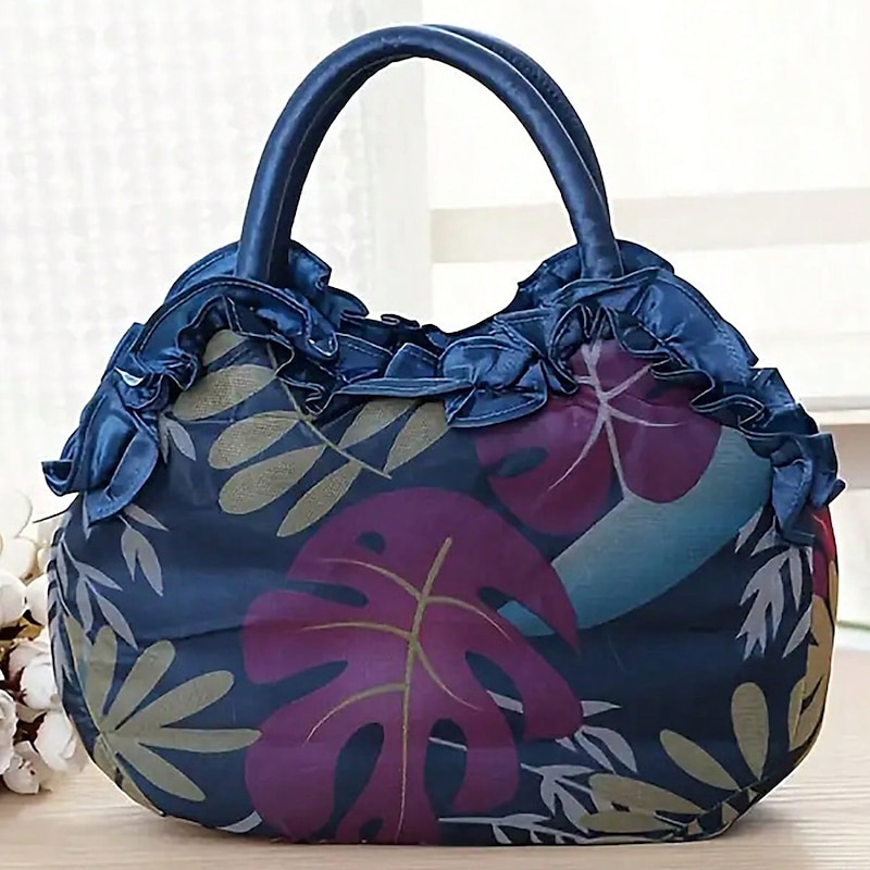 Women's Vintage Floral Embroidered Handbag – Elegant Blue Tote with 3D Rose Design, Spacious Interior, and Zipper Closure – Ideal for Casual Outings and Special Occasions4