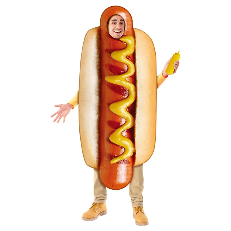 Hot Dog Carnival Costume Cosplay Costume Funny Costumes Group & Family Halloween Costumes Kid's Adults' All Cosplay Costumes Funny Costume Halloween Carnival Masquerade Easy Carnival Costume2