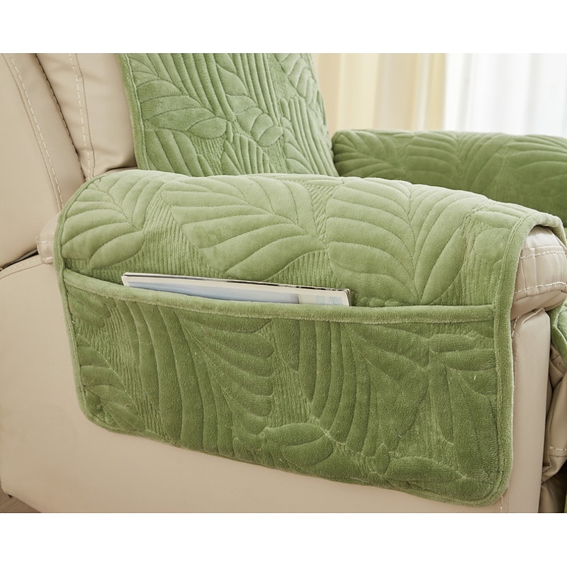 Recliner Covers for Pets Slipcover Sage Green Sofa Cover  Leaf Jacquard Sofa Couch Cover Furniture Protector with Elastic Straps for Pets Kids Children Dog Cat4
