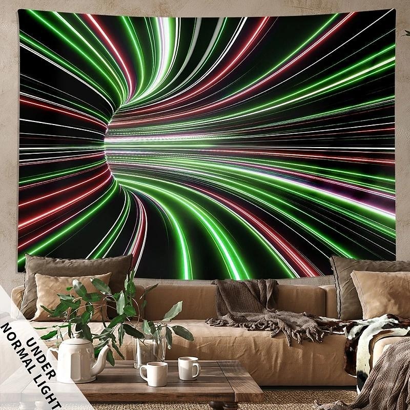 Blacklight Tapestry UV Reactive Glow in the Dark Glow Party Neon 3D Vortex Psychedelic Trippy Misty Hanging Tapestry Wall Art Mural for Living Room Bedroom2