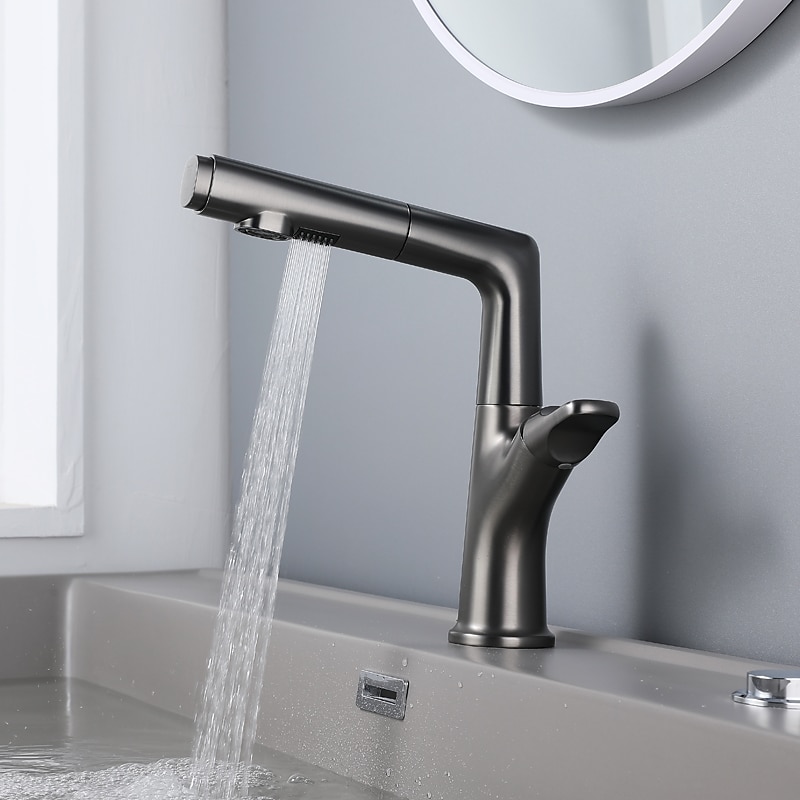 Bathroom Faucet Pull Out Basin Taps, Single Handle Vessel Taps with Cold and Hot Hose2