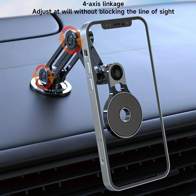 Folding Alloy Magnetic Car Mount 360 Rotating Adjustable Magnetic Car Phone Holder Universal Phone Stand For IPhone 15/14/13/12 Series & Magsafe Phone Case2