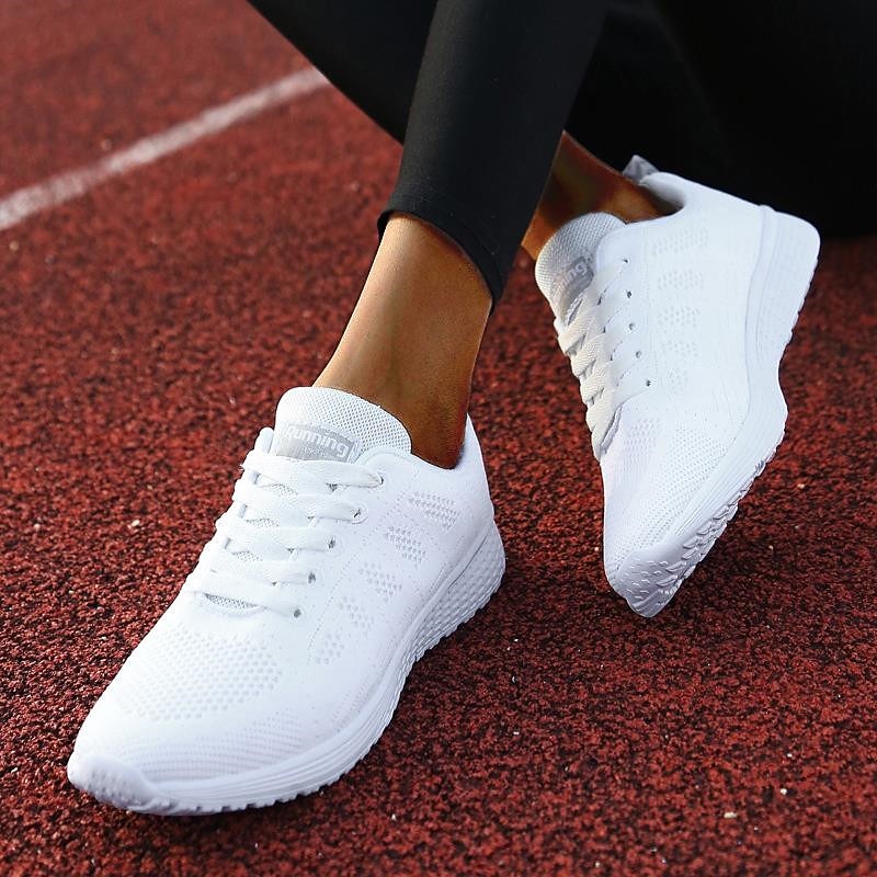Women's Lightweight Breathable Running Shoes – All-White Athletic Sneakers for Gym, Walking, and Daily Use2
