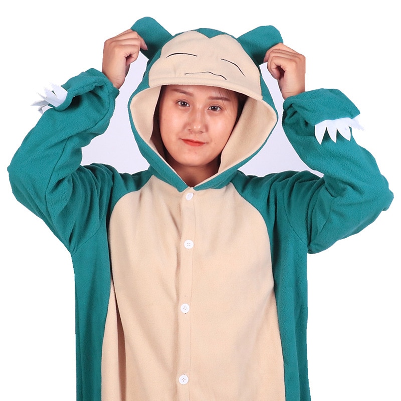 Adults' Cartoon Group Costume Nightwear Wearable Blanket Hoodie Carnival Costume Snorlax Onesie Pajamas Kigurumi Pajamas Funny Costume For Men and Women Carnival Cartoon2