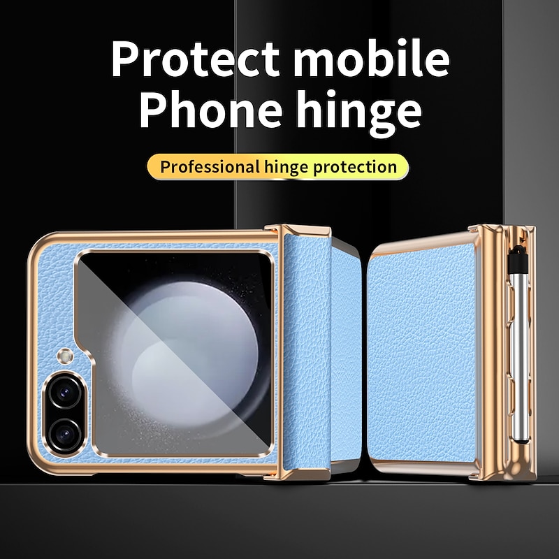 Phone Case For Samsung Galaxy Z Flip 5 Z Flip 4 Z Flip 3 Bumper Leather Portable Auto Sleep / Wake Up Shockproof Glitter Shine PC PU Leather3