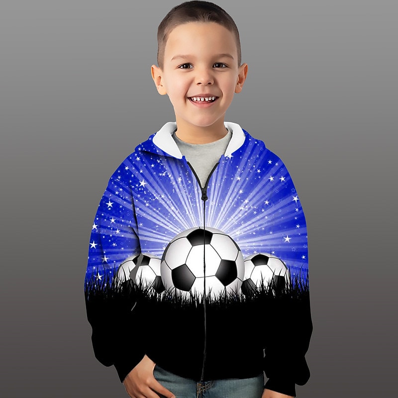 Boys 3D Color Block Coat Long Sleeve Fall Winter Active Streetwear Cool Kids 3-12 Years Vacation Street Daily Regular Fit