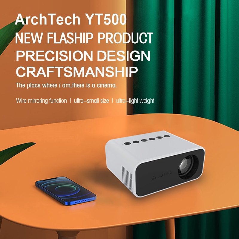 ArchTech YT500 LED Mini Projector 320x240 Pixels Supports 1080P USB Audio Portable Home Media Vid Home Theater Video Beamer VS YG3004