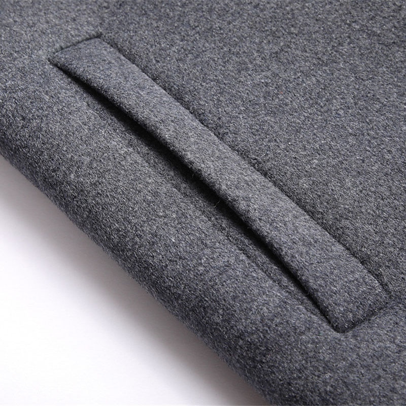 Men's Winter Coat Wool Coat Overcoat Trench Coat Outdoor Daily Wear Fall & Winter Polyester Windbreaker Outerwear Clothing Apparel Fashion Streetwear Plain Hooded Single Breasted One-button4