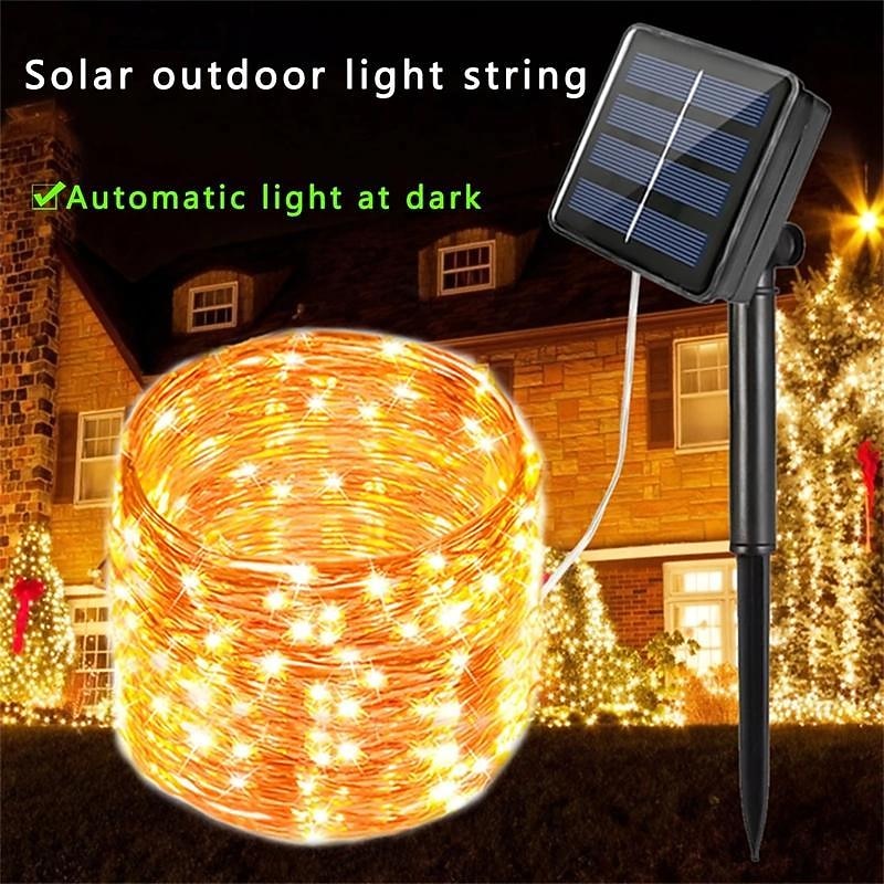 Solar Copper Wire Light Park Lawn Party Outdoor Lighting Christmas String Room Layout Decorative String Light
