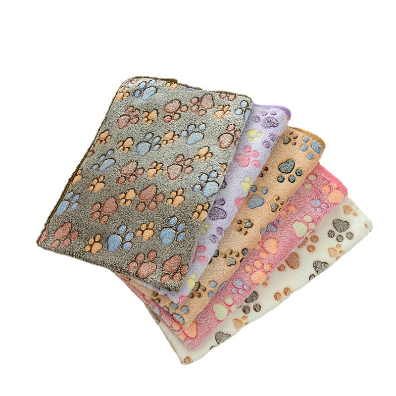Popular Pet Blanket All-season Cat And Dog Blanket Thickened Flannel Paw Print Blanket PetSupplies4