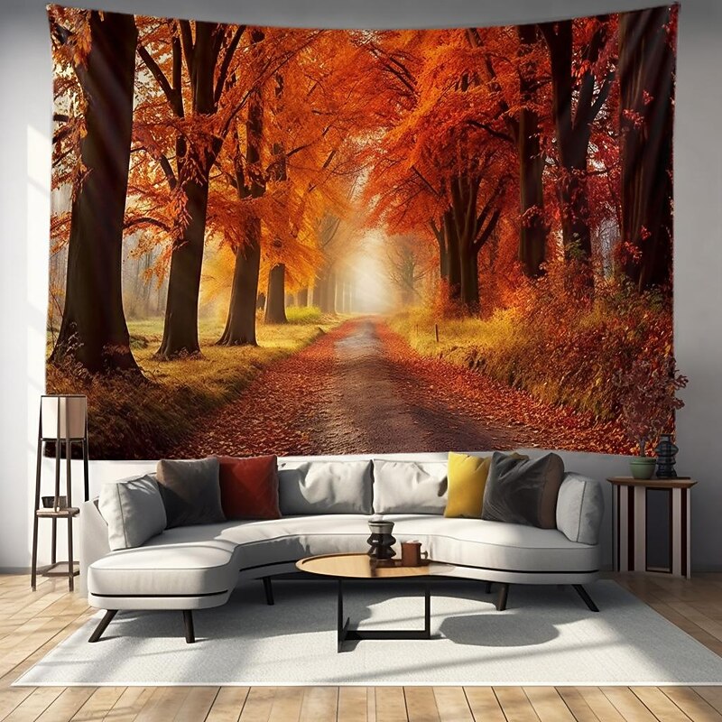 Fall Forest Hanging Tapestry Wall Art Large Tapestry Mural Decor Photograph Backdrop Blanket Curtain Home Bedroom Living Room Decoration3