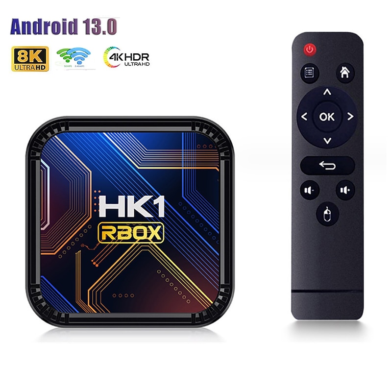 Smart TV Box HK1 RBOX K8S Android 13 8K Android TV Box RGB Light 4GB 64GB WiFi6 Dual Wifi 2023 PK Android 12 6K2