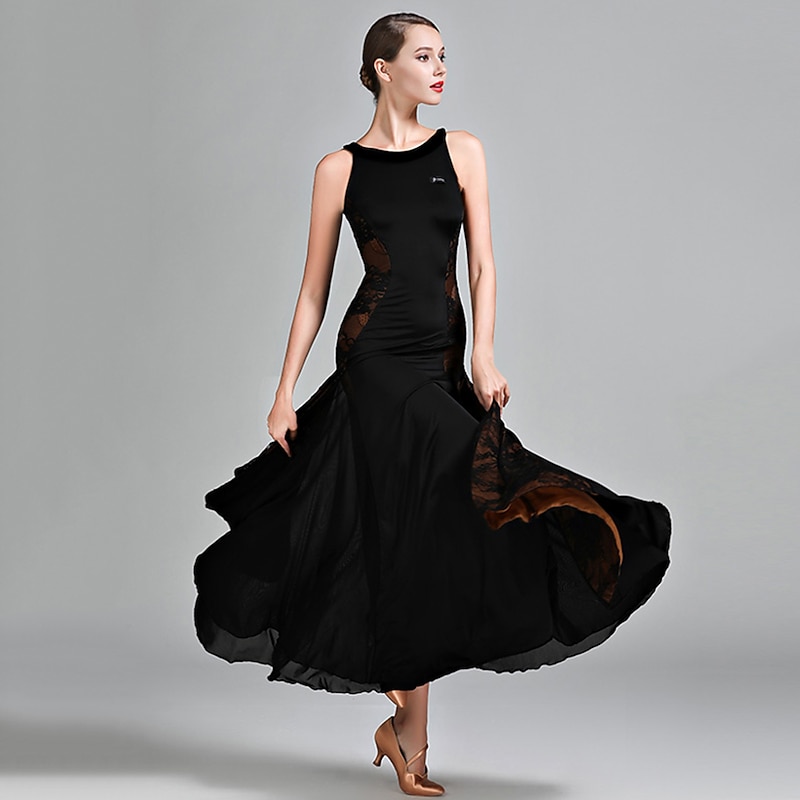 Ballroom Dance Dress Pure Color Tulle Women's Performance Party Sleeveless Milk Fiber4