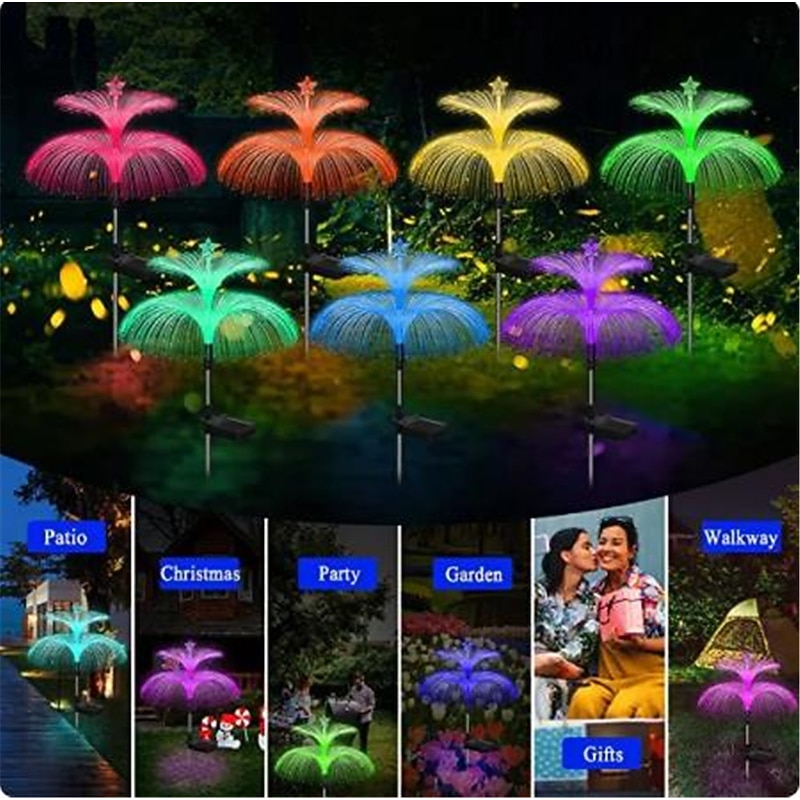 2PCS Star Moon Pampas Grass 7 Color Changing Solar Jellyfish Lights New Solar Garden Lights Yard Garden Pathway Waterproof Solar Lamp4