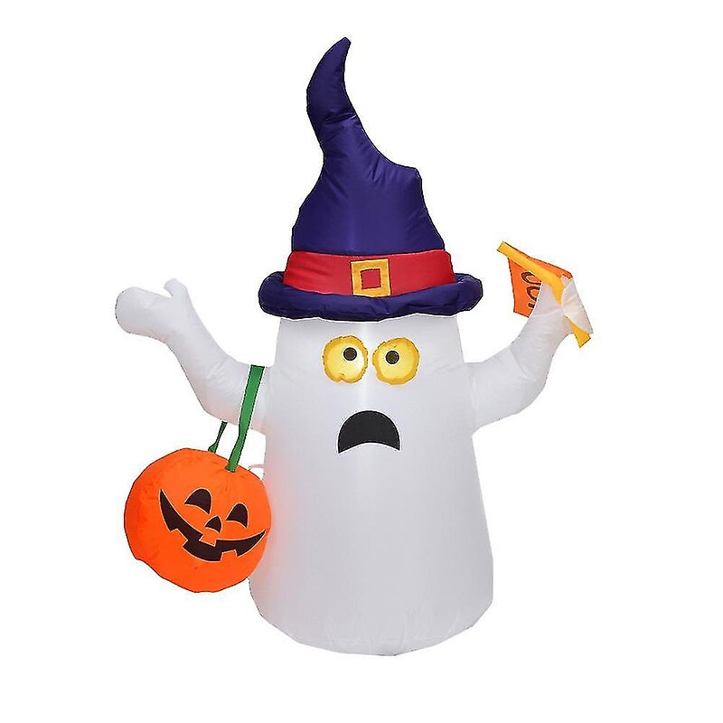 3.5ft Inflatable Trick or Treat Ghost Indoor Outdoor Halloween Decoration with Built-in LED Lights3