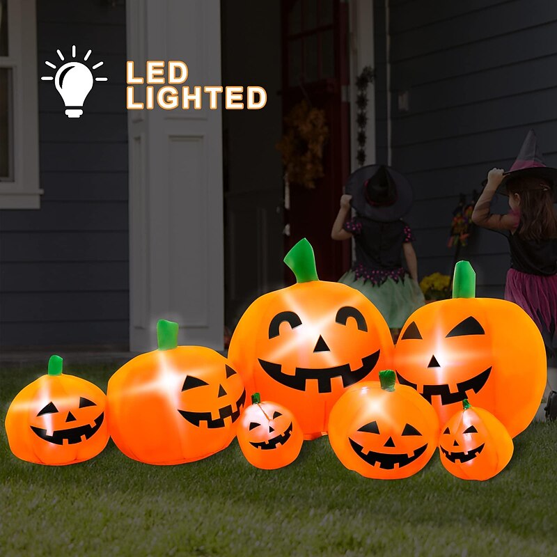 Halloween Decorations 10ft Long Inflatable  Pumpkin Light, LED Blow Up Light Up Pumpkin  Decor Indoor Outdoor Holiday Art Decor Decorations3