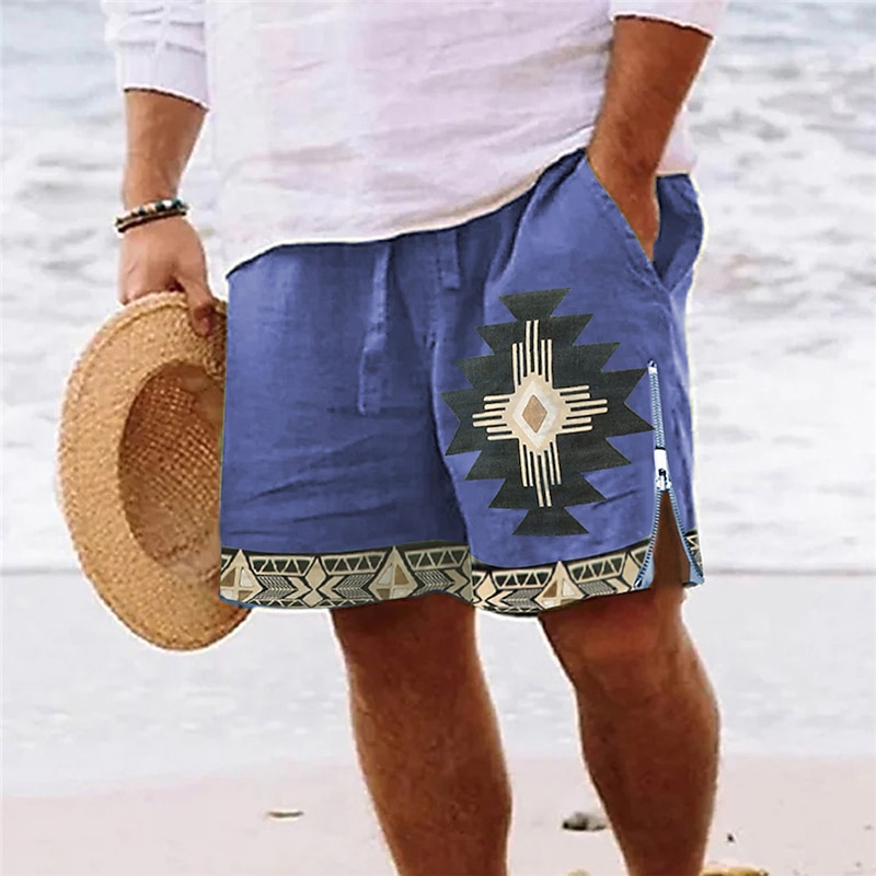 Men's Graphic Prints Geometry Swim Trunks Swim Shorts Board Shorts Mid Waist Vintage Ethnic Style Retro Vintage Casual Daily Holiday Zipper Pocket Elastic Waist Designer Clothing Apparel4