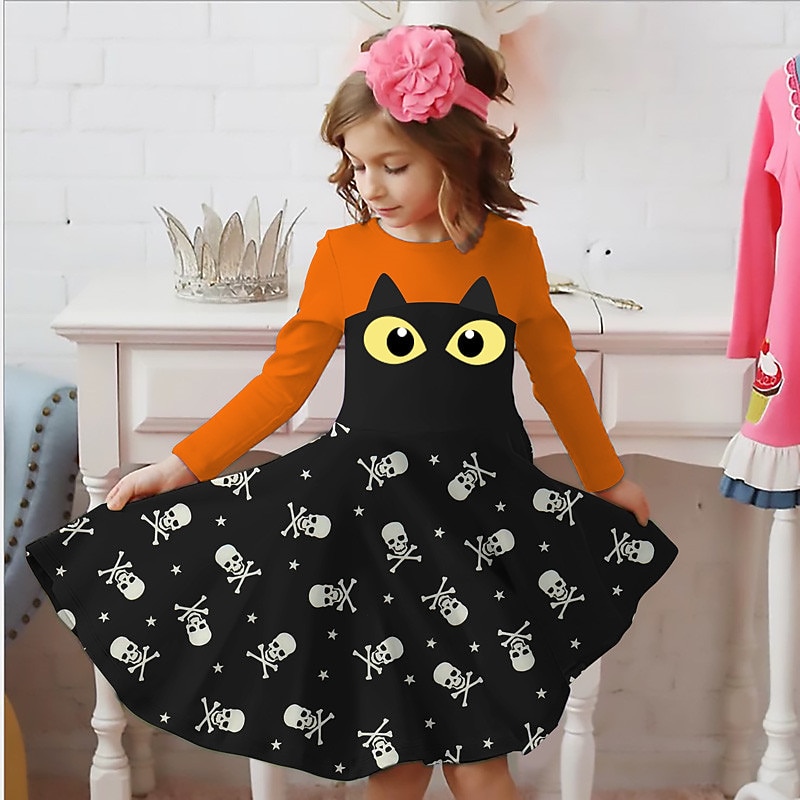 Kids Little Girls' princess Dress Solid Colored A Line Dress Daily Vacation Red Above Knee Long Sleeve Basic Casual Dresses Fall Winter Regular Fit 3-10 Years3