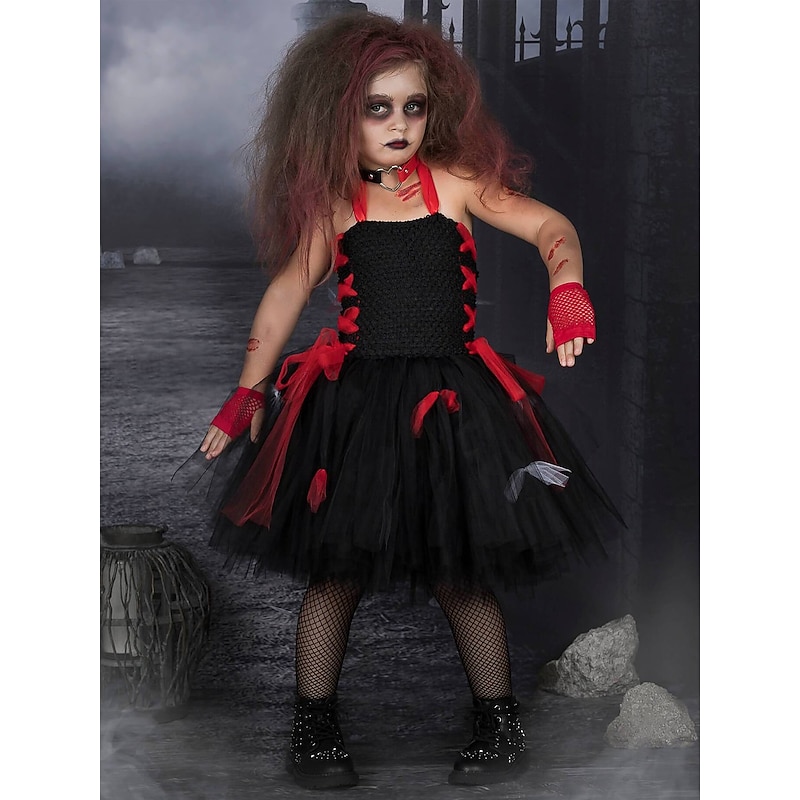 Zombie Halloween Dress Cosplay Costume Tutu Cosplay Kid's Girls' Carnival Masquerade Party / Evening Easy Halloween Costumes Dress Up3