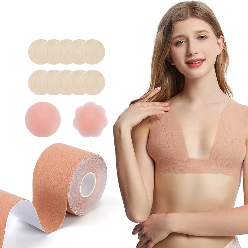 Women's Invisible Lingerie Accessories Set - Lifting Stick-On Nipple Pasties & Breast Support Bodytape for a Confident and Comfortable Look