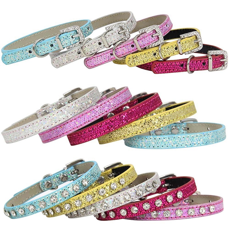 New Cat Collar Sparkling Diamond Small Dog Neck Ring Princess Style Fashion Pet Collar Adjustable3