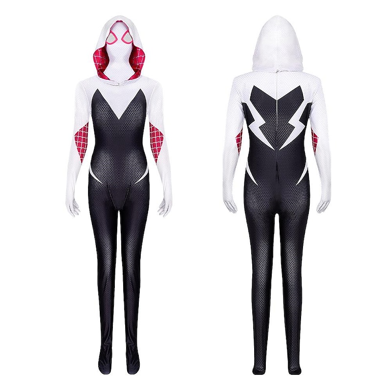 Spider Superhero Gwen Zentai Suits Masquerade Cosplay Costume Party Movie Cosplay for Women's Adults' Masquerade Bachelorette Party2
