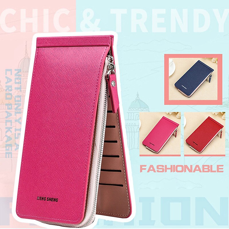 Women / Men Long Wallet Zipper Pocket Card Holder Clutch Slim Purse Coin Credit Card Wallet Ticket Credit Card Bag Case4