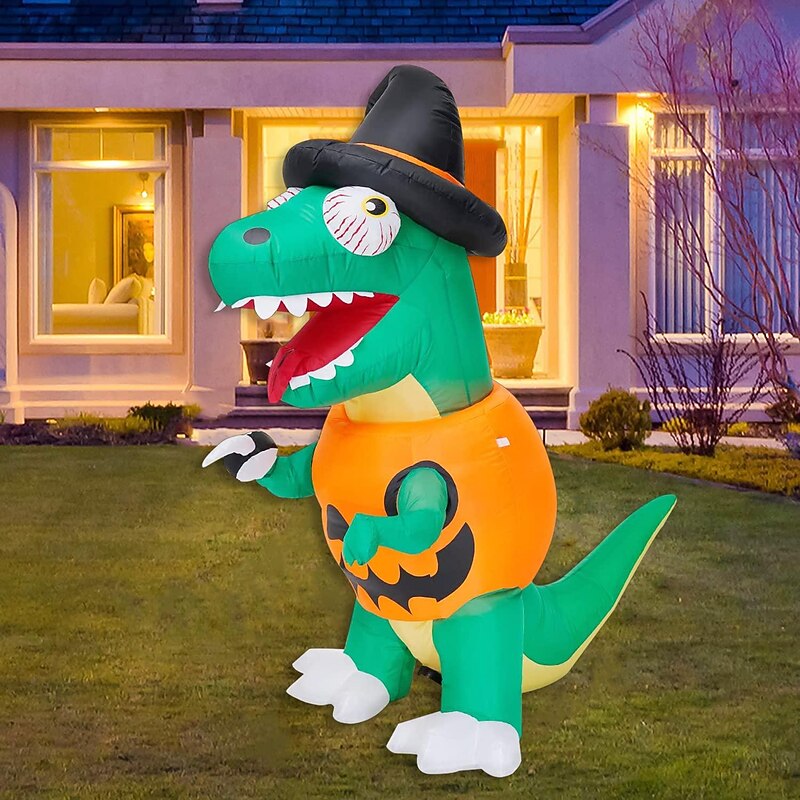 6ft Halloween Outdoor Inflatable Pumpkin Dinosaur Combo, Inflatable Yard Decoration, Built-in LED Lights for Garden/Patio/Holiday/Party2