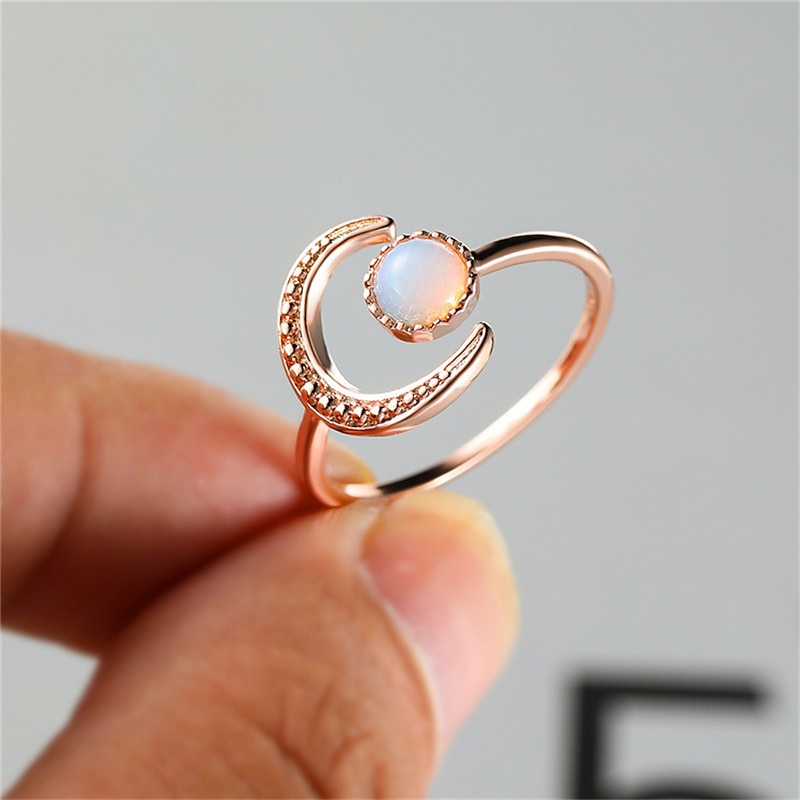 1PC Ring Adjustable Opening For Women's Alloy Retro Moon Daily3