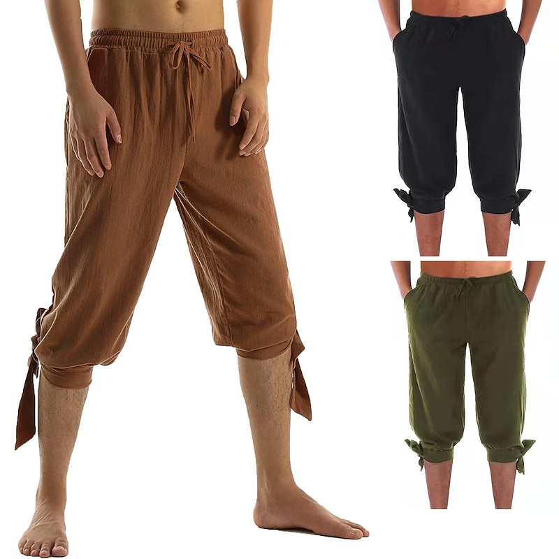 Pirate Viking Vintage Medieval Renaissance Summer Trousers Shorts Pirate Pants Men's Costume Vintage Cosplay Pants