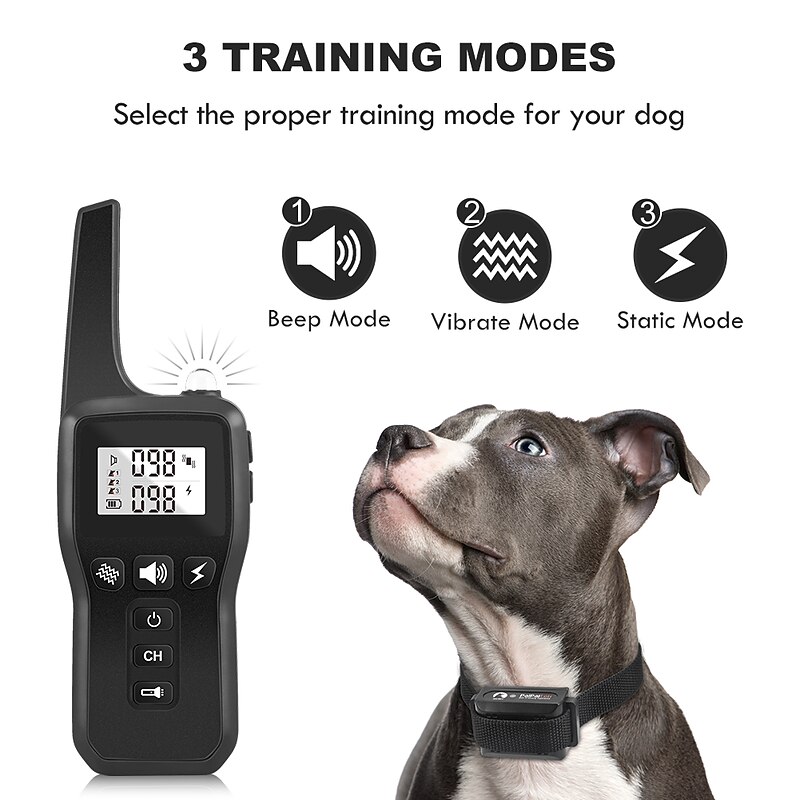 Dog training collar three training modes beep vibration electric shock 3600Ft Control Range suitable for large medium and small dogs IPX7 Waterproof comes with a flashlight2