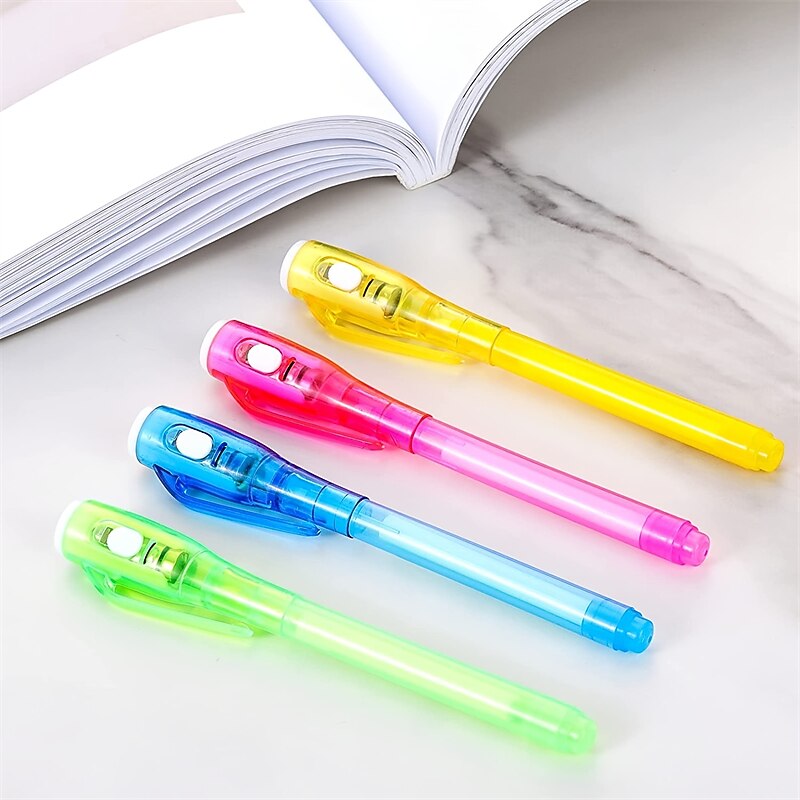 7pcs Invisible Ink Pen Spy Pen Invisible Disappearing Ink Pen With UV Light For Secret Message And Kids Goodies Bags Toy Assorted Colors Random Pen Shell Color3