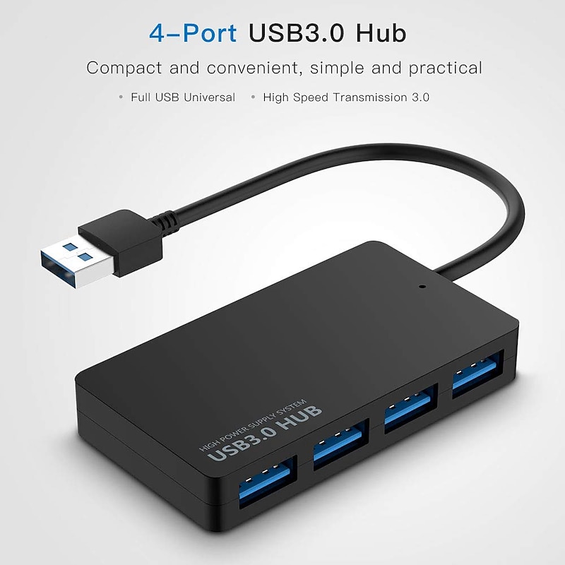 USB Hub 3.0 4-Port Ultra-Slim USB 3.0 Hub Portable Adapter High speed Expansion Multi USB Hub Splitter Lead Adapter Cable For PC Laptop