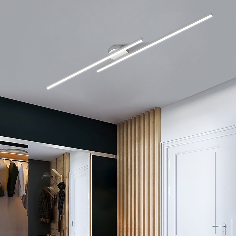 Minimalist Ceiling Light Long Strip Semi Flush Mount Ceiling Lamp, Modern Chandeliers Linear Close-to-Ceiling Lights for Living Room Bedroom Hallway Kitchen ONLY DIMMABLE with REMOTE CONTROL 110-240V4