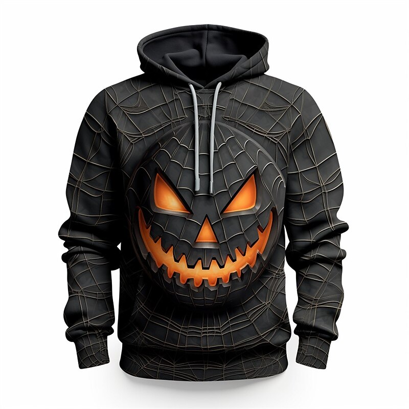 Men's Cartoon Graphic Prints Hoodie Hoodies Sweatshirt Daily Classic Long Sleeve Hooded Halloween Holiday Going out Black Grey Custom Print Print Spring &  Fall Designer3