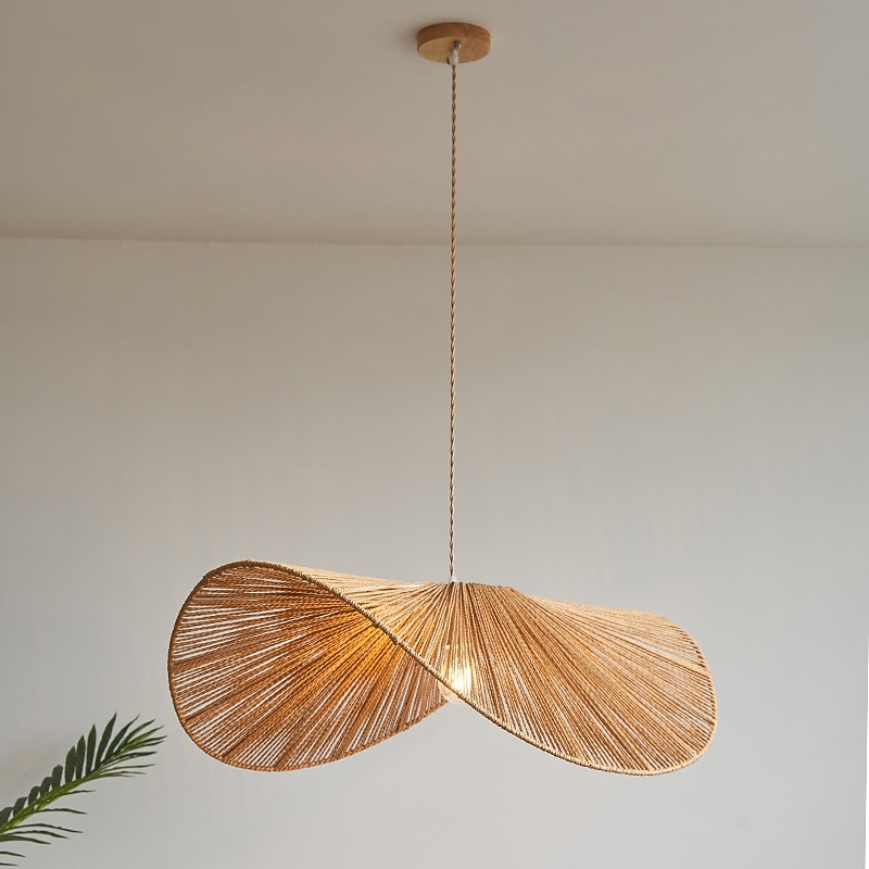 Traditional Bamboo Pendant Lamp Creative Handmade Pendant Light 50cm Retro Bamboo Suspension Lamp Woven Hanging Lamp Wicker Lampshade Hanging Light Fixture for Dining Table,Restaurant 110-240V