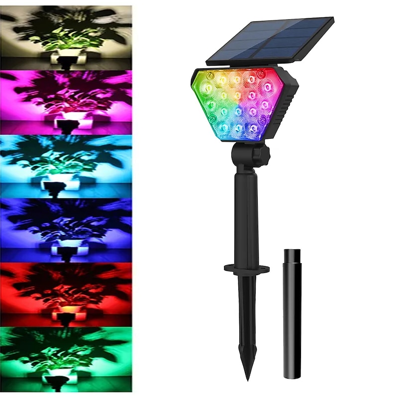 Colorful RGB Solar Lawn Lamp Ground Plug-in Floodlight Outdoor High Brightness Courtyard Landscape Lighting Tree Spotlight Foldable High Brightness Lighting2